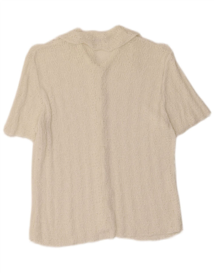 Marks & Spencer Womens Short Sleeve Shirt Blouse UK 12 Medium Off White