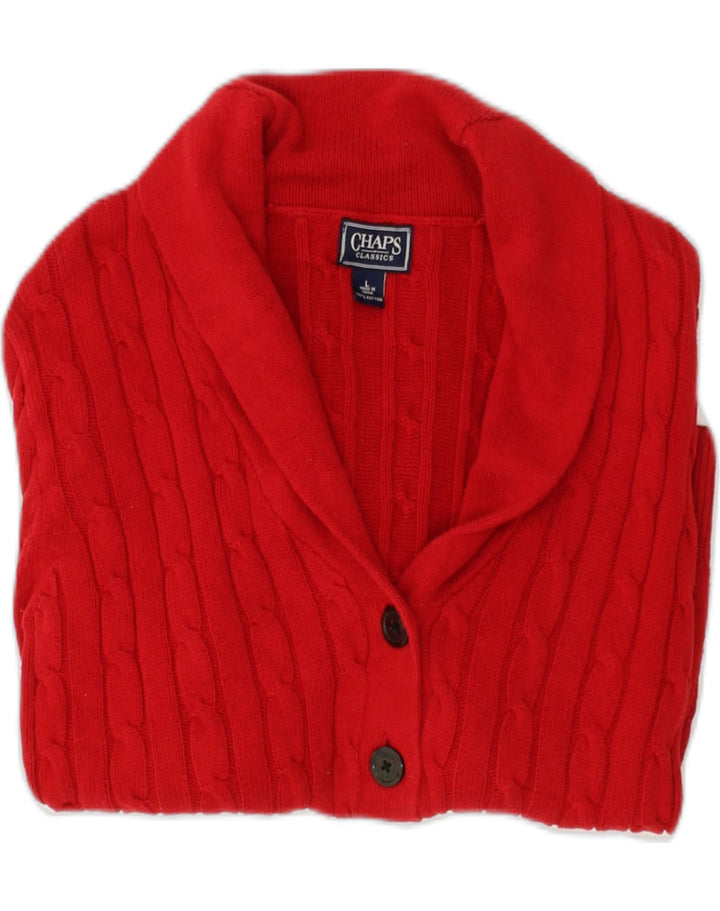 CHAPS Womens Cardigan Sweater UK 16 Large Red Cotton Vintage Chaps and Second-Hand Chaps from Messina Hembry 