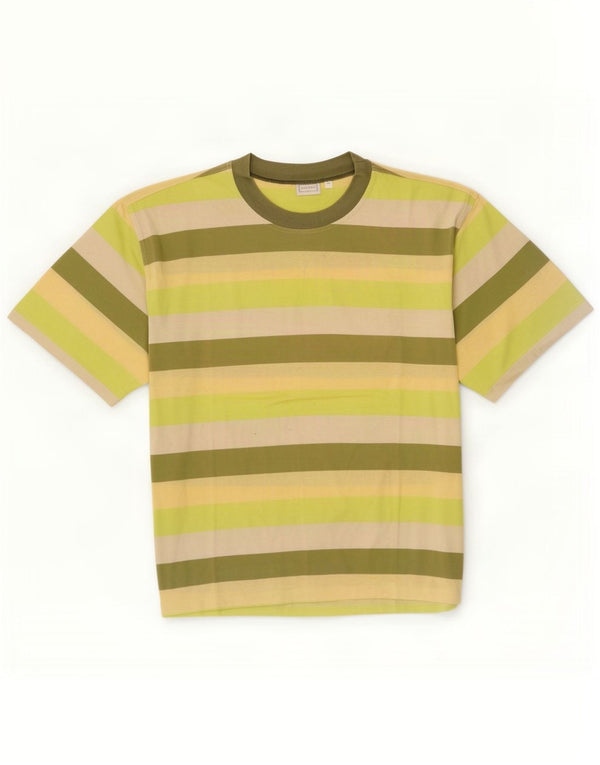 Rodrigo Mens Loose Fit T-Shirt Top IT 50 Medium Green Striped Cotton