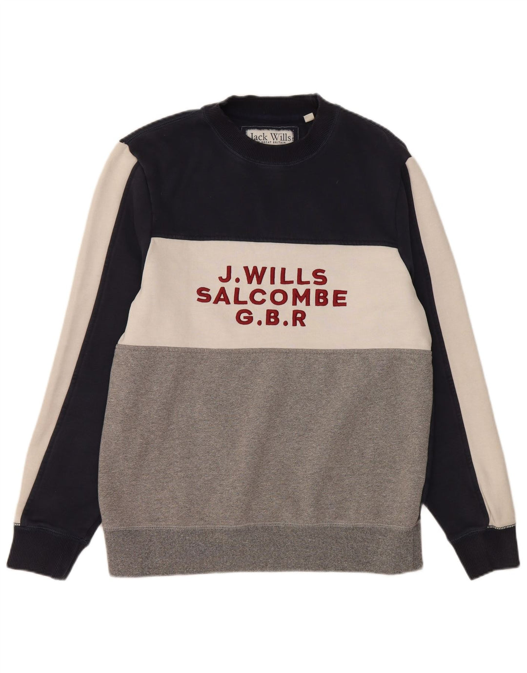 Jack Wills Mens Salcombe Sweatshirt Jumper Large Multicoloured Colourblock