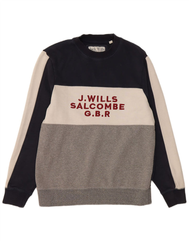 Jack Wills Mens Salcombe Sweatshirt Jumper Large Multicoloured Colourblock