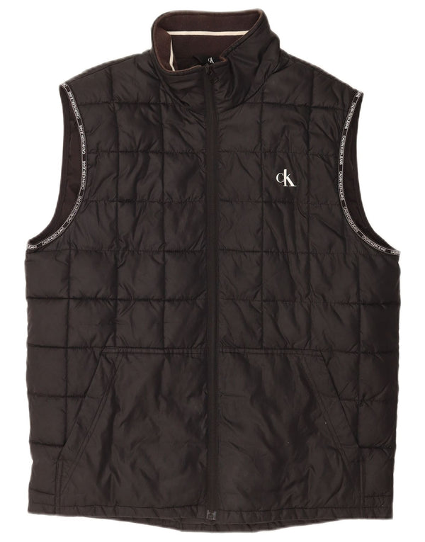 Calvin Klein Jeans Gilet rembourré graphique pour homme UK 40 Large Noir Polyester
