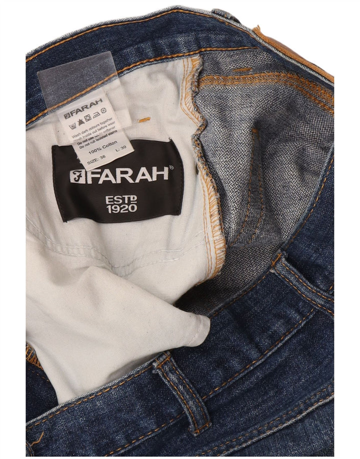 Farah Mens Straight Jeans W36 L30 Blue Cotton