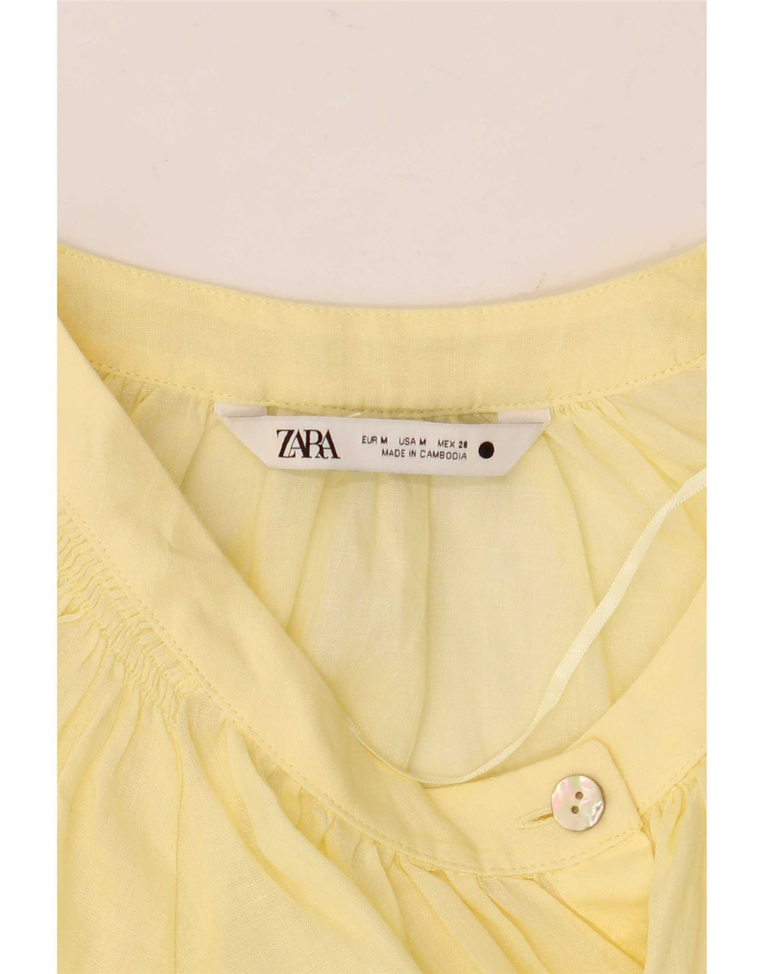 Zara Womens Long Sleeve Oversized Blouse Top UK 14 Medium Yellow