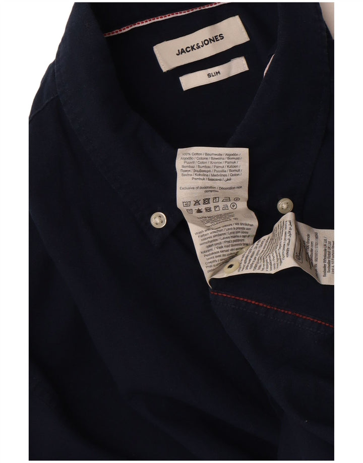 Jack & Jones Mens Slim Fit Shirt Medium Navy Blue Cotton
