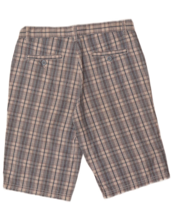 Benetton Boys Chino Shorts 11-12 Years 2XL W29 Blue Check Cotton