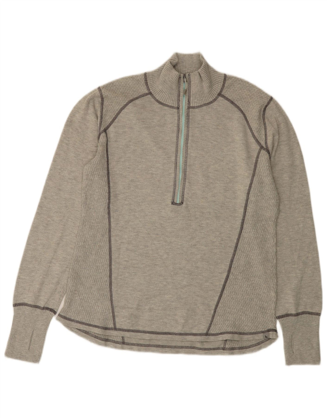 EDDIE BAUER Womens Zip Neck Jumper Sweater UK 18 XL Grey Polyester