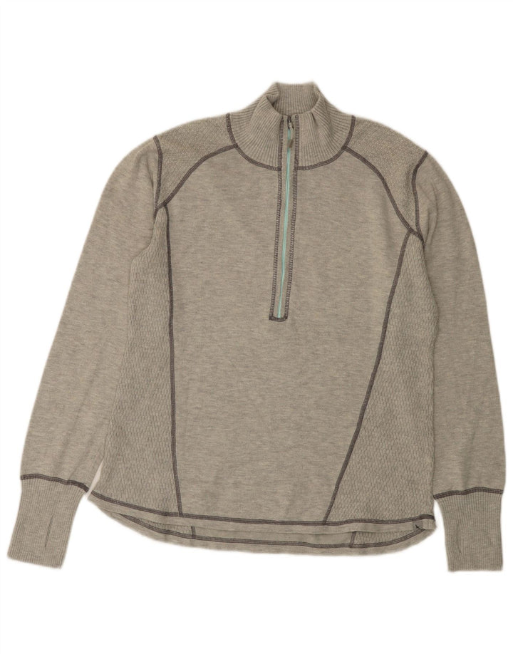 EDDIE BAUER Womens Zip Neck Jumper Sweater UK 18 XL Grey Polyester