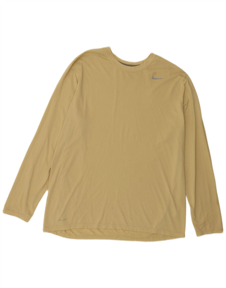 Top Nike Dri Fit da uomo a maniche lunghe XL giallo in poliestere