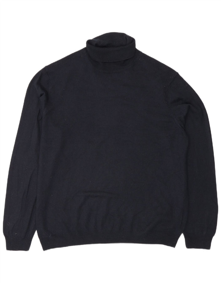 Marks & Spencer Mens Roll Neck Jumper Sweater 2XL Navy Blue Acrylic