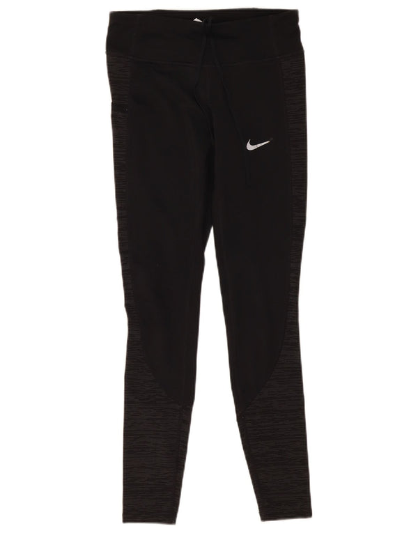 Nike Damen Dri Fit Trainingshose UK 6 XS Schwarz Colourblock Polyester