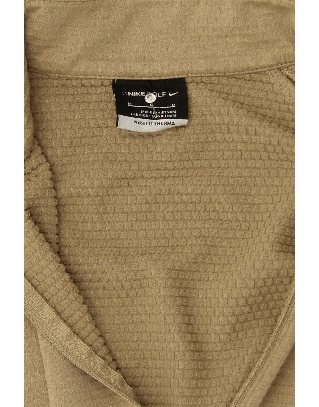 NIKE Womens Zip Neck Pullover Tracksuit Top UK 14 Medium Beige Polyester Vintage Nike and Second-Hand Nike from Messina Hembry 