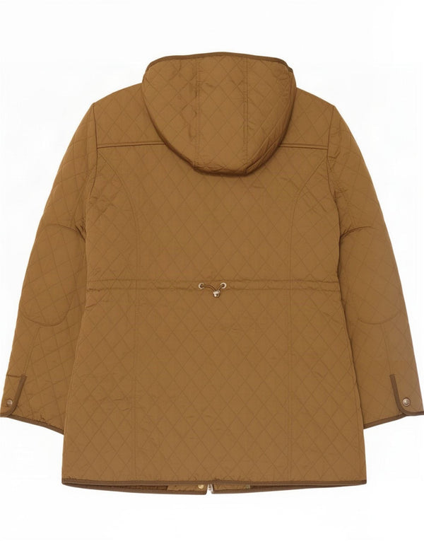 Zara Mujer Abrigo Acolchado Con Capucha UK 40 XL Marrón
