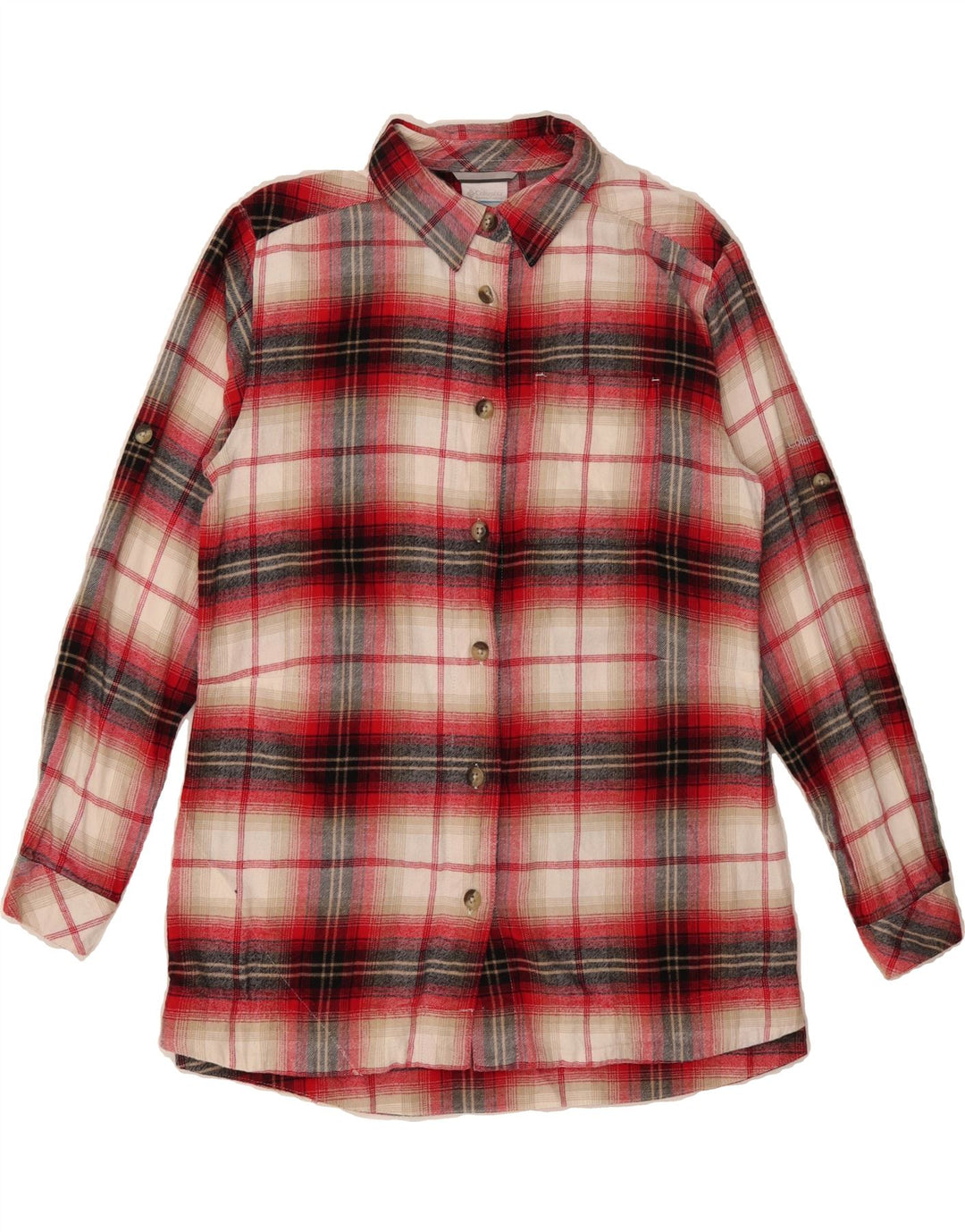 COLUMBIA Womens Flannel Shirt UK 14 Medium Red Check Cotton Vintage Columbia and Second-Hand Columbia from Messina Hembry 