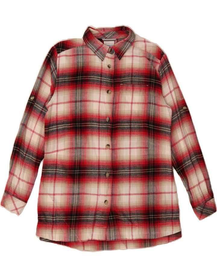 COLUMBIA Womens Flannel Shirt UK 14 Medium Red Check Cotton Vintage Columbia and Second-Hand Columbia from Messina Hembry 