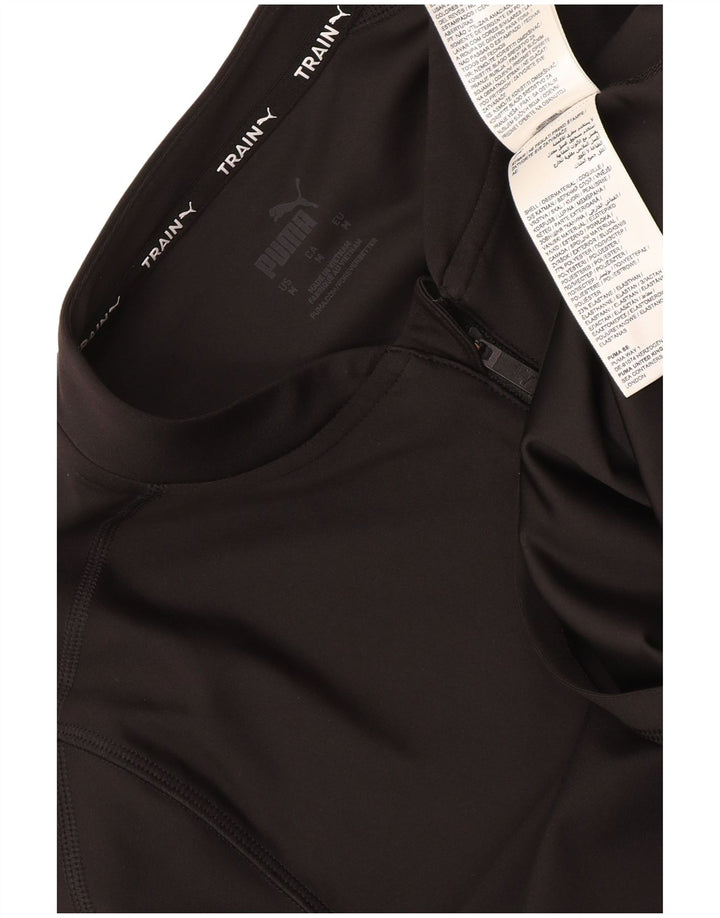 Puma Damen Crop Zip Neck Pullover Trainingsanzug Top UK 12 Medium Schwarz