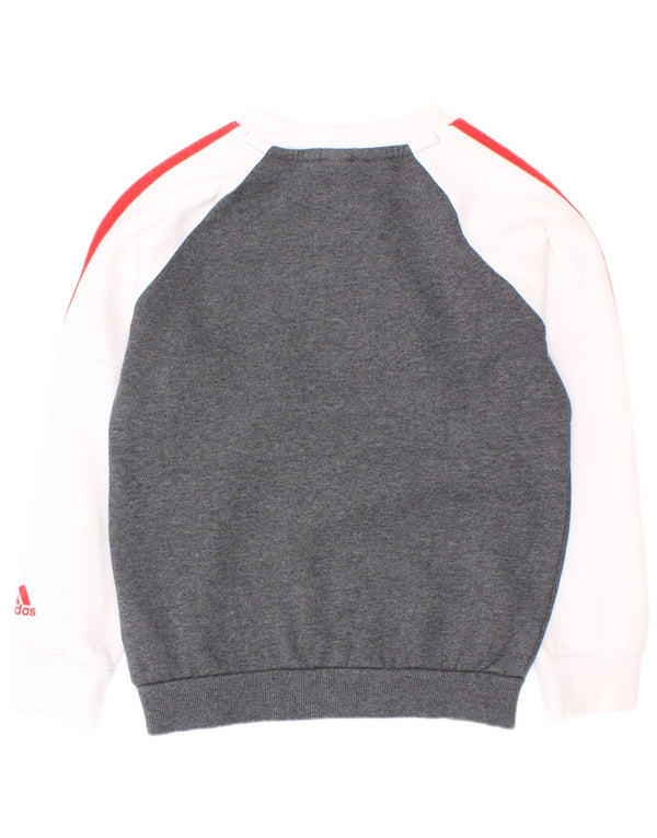 Felpa grafica Adidas per ragazzi, 5-6 anni, cotone color block bianco