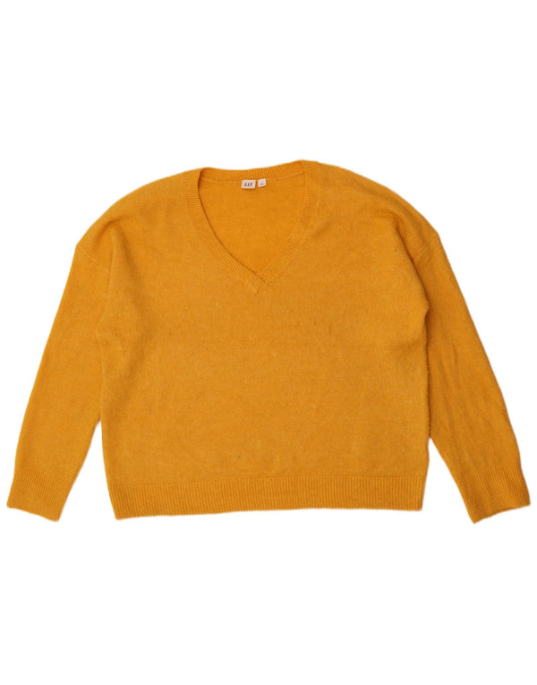 Gap Damen-Pullover, übergroß, V-Ausschnitt, Gr. 40, Größe L, Gelb, Acryl