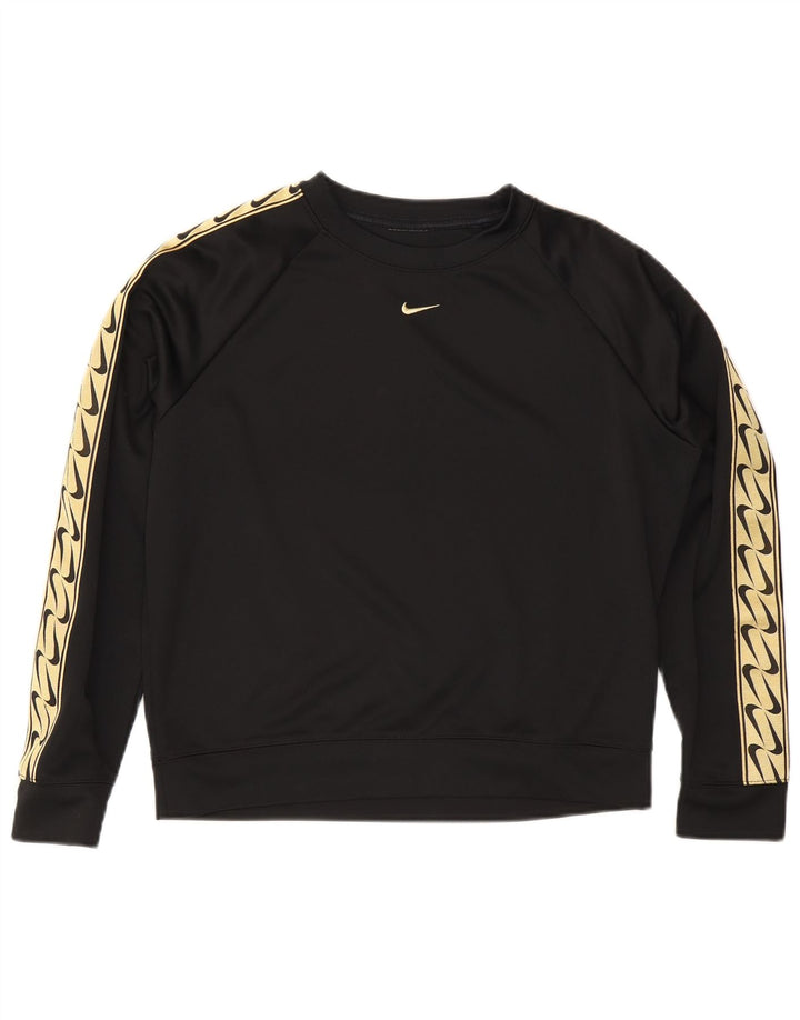 NIKE Womens Graphic Sweatshirt Jumper UK 12 Medium Black Colourblock