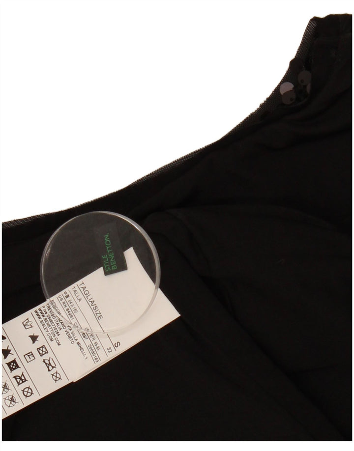 BENETTON Dame Ærmeløs Shift Dress UK 10 Small Black Polyester