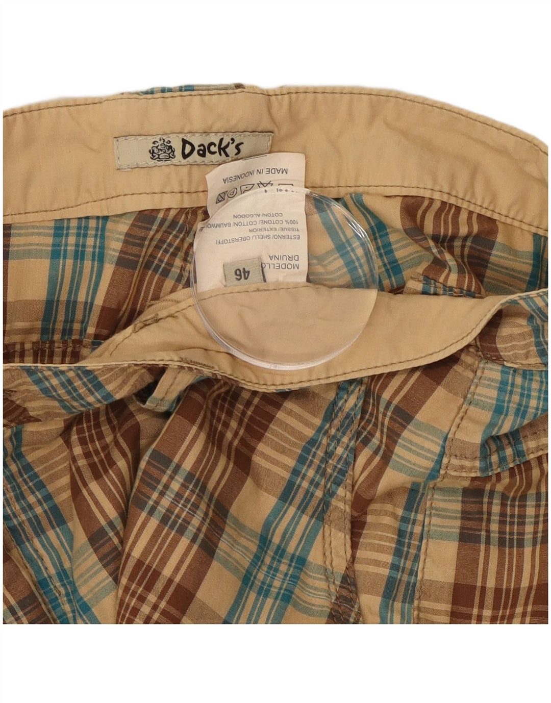 Dack's Short Chino Femme IT 46 Large W32 Coton à Carreaux Marron
