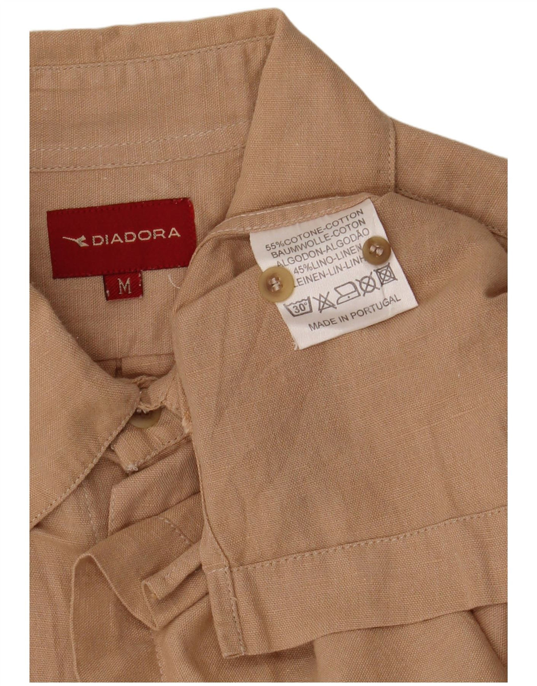 DIADORA Mens Short Sleeve Shirt Medium Beige Cotton