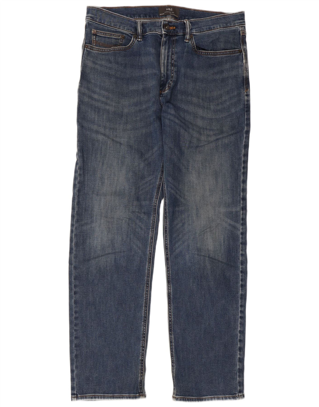 Marks & Spencer Mens Straight Jeans W34 L31 Blue Cotton