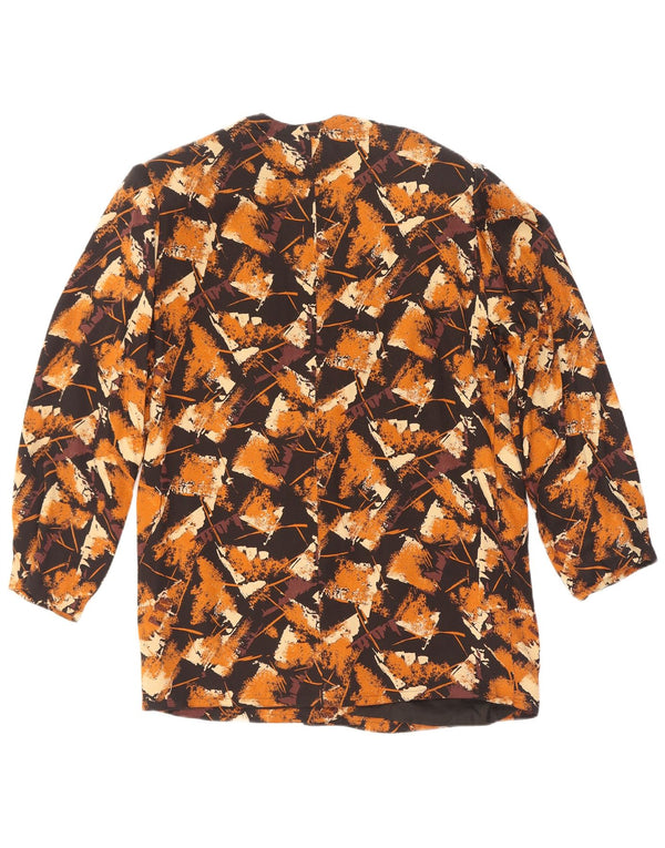 Enrico Coveri Womens Blazer Jacket UK 14 Large Brown Geometric