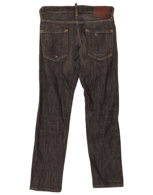 Dsquared2 Calça jeans reta masculina desgastada IT 44 XS W32 L30 algodão cinza