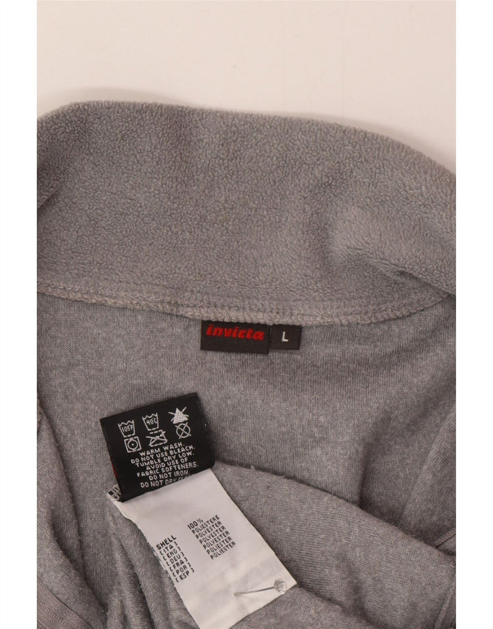 Invicta Mens Zip Neck Fleece Jumper Large Grey Polyester