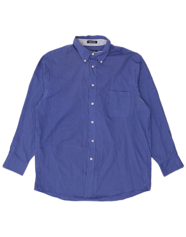 Chaps Mens Classic Fit Shirt Size 16 16 1/2 Large Blue Gingham Cotton