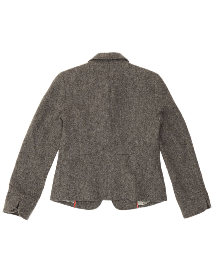 J. Crew Womens 1 Button Blazer Jacket US 4 Small Grey Herringbone Wool