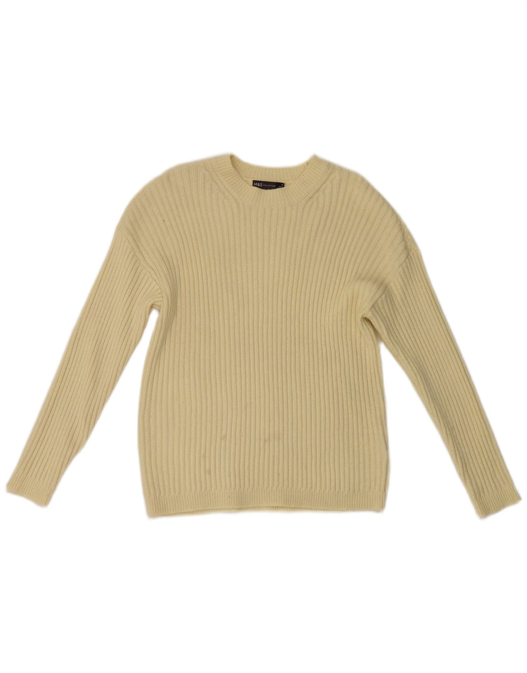 Marks & Spencer Womens Crew Neck Jumper Sweater UK 14 Medium Yellow