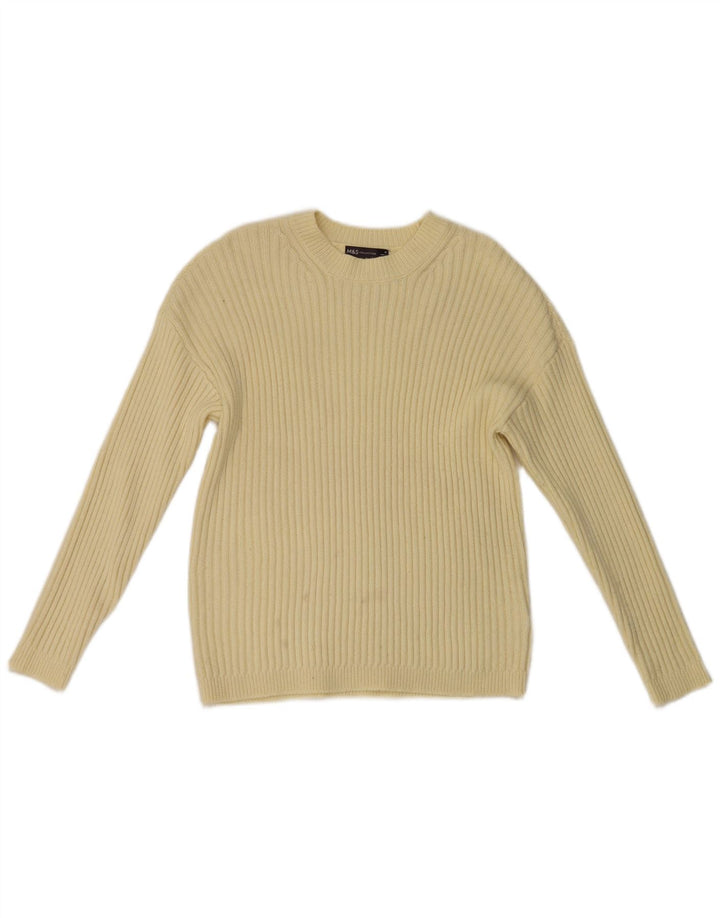 Marks & Spencer Womens Crew Neck Jumper Sweater UK 14 Medium Yellow