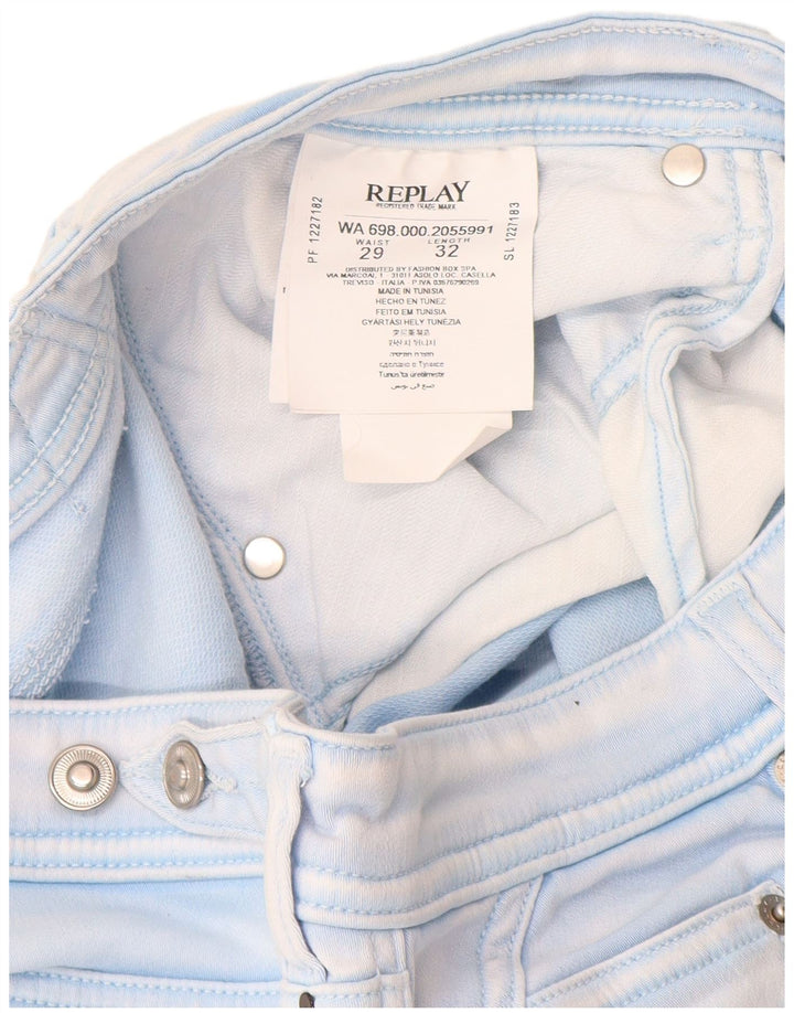 Replay Womens Slim Jeans W29 L32 Blue Cotton