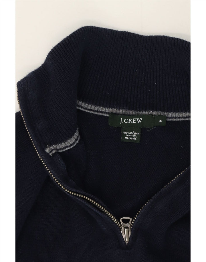 J. Crew Mens Zip Neck Jumper Sweater Medium Navy Blue Cotton