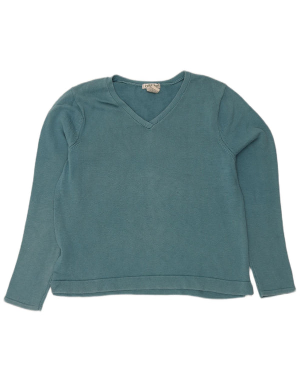 Orvis Damen-Pullover mit V-Ausschnitt, UK 14, Größe L, Blau, Baumwolle