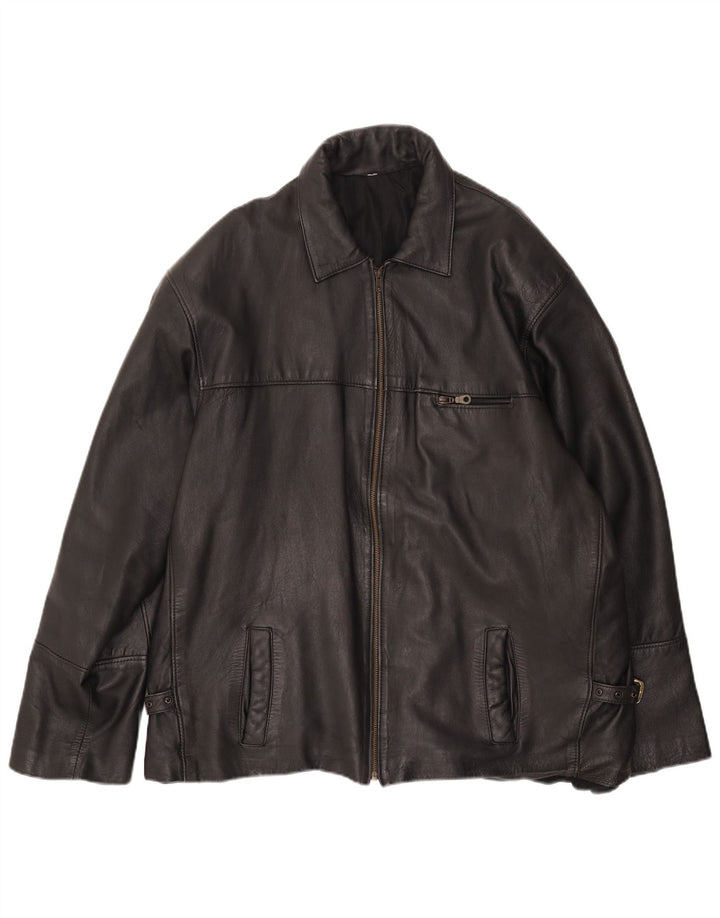 Vintage Mens Leather Jacket UK 44 2XL Black