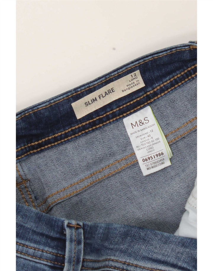 Marks & Spencer Dame Lange Slim Flared Jeans UK 12 Medium W28 L32 Blå