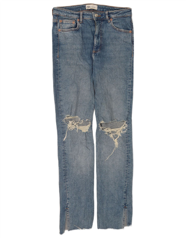 Zara Dame Distressed Slim Jeans EU 40 Medium W30 L31 Blå Bomuld