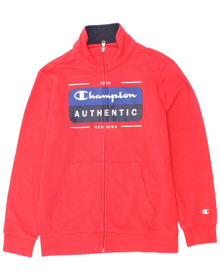 Champion Boys Graphic Tracksuit Top Jacket 9-10 Years Medium Red Cotton