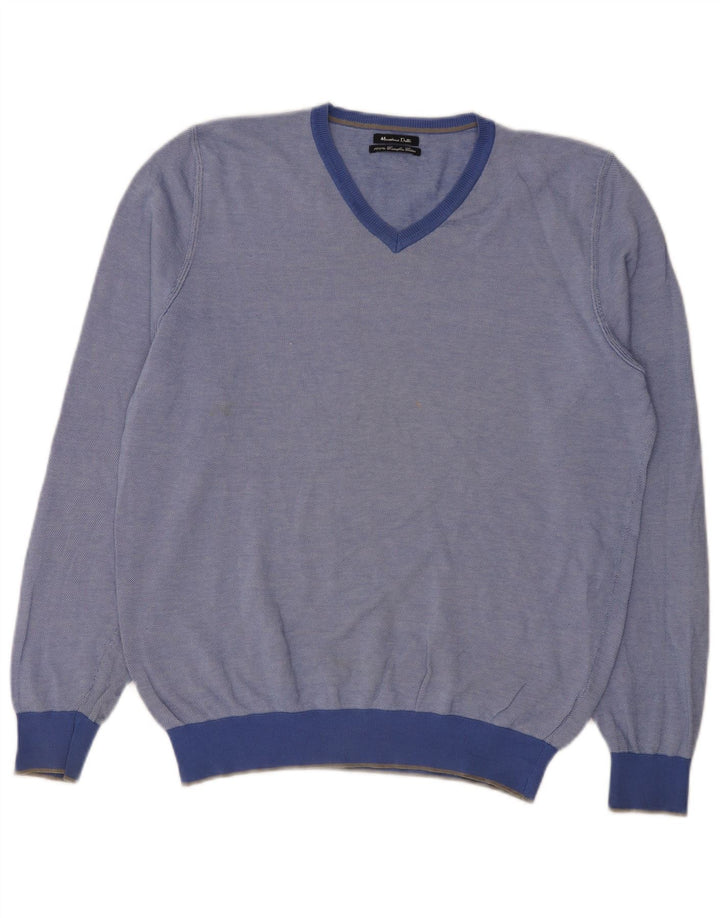 Massimo Dutti Herre V-hals sweater Stor Blå Bomuld