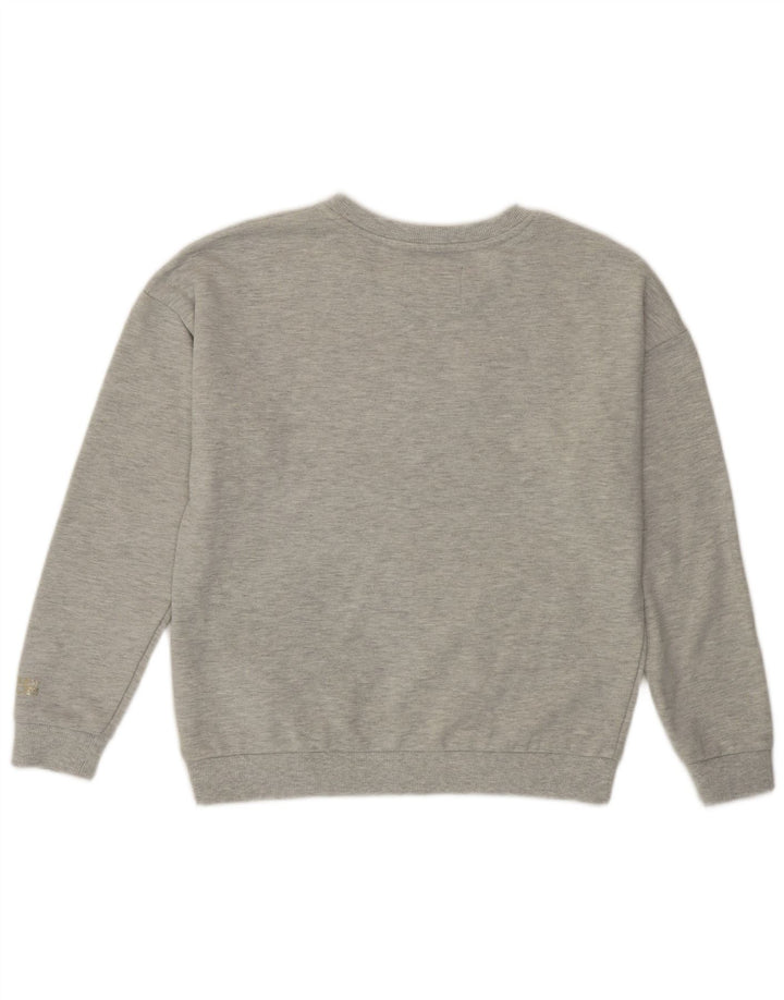 SUPERDRY Womens Oversized Graphic Sweatshirt Jumper UK 8 Small Grey Cotton