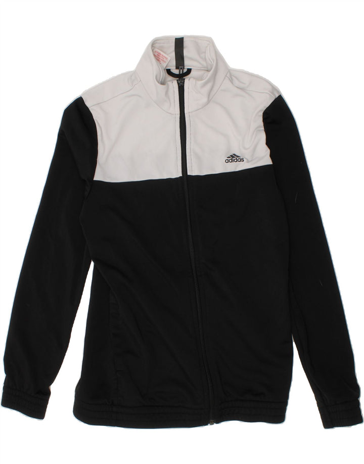 ADIDAS Boys Tracksuit Top Jacket 13-14 Years Black Colourblock Polyester Vintage Adidas and Second-Hand Adidas from Messina Hembry 