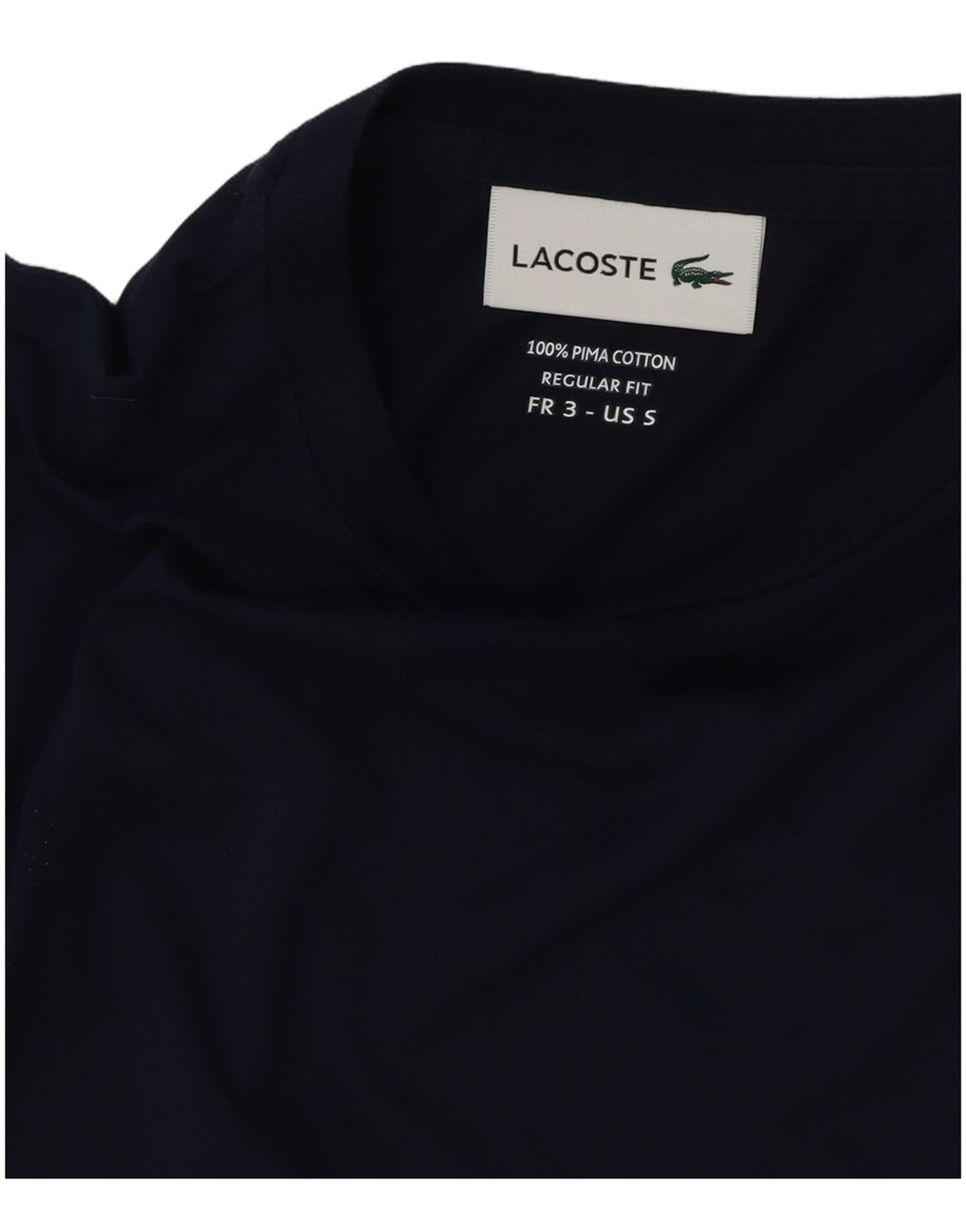 Lacoste Mens Regular Fit T-Shirt Top Size 3 Small Navy Blue Cotton