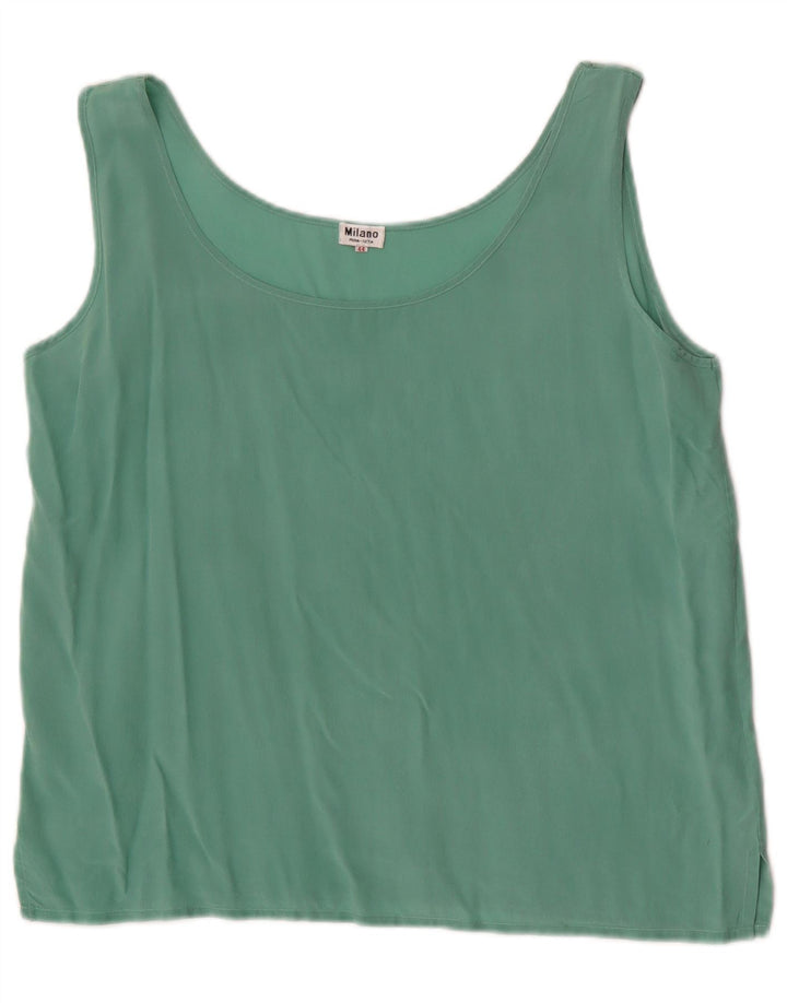 Vintage Womens Sleeveless Blouse Top IT 44 Medium Green Silk