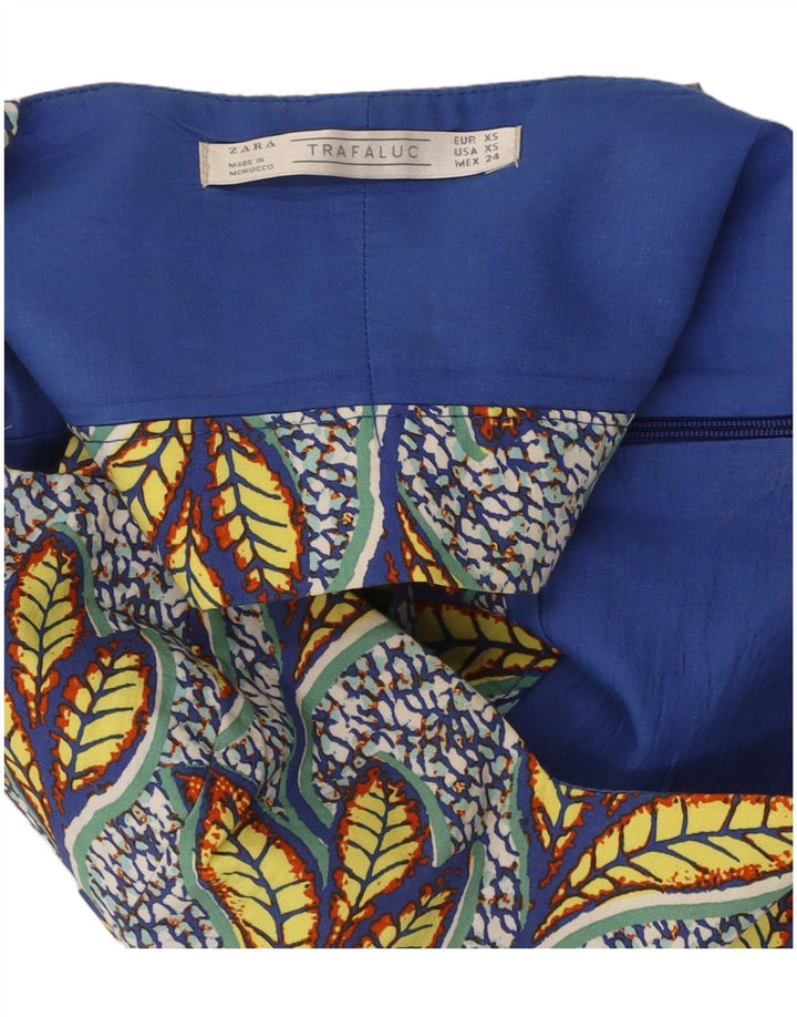 ZARA Womens Abstract Pattern Corset Top UK 4 XS Blue