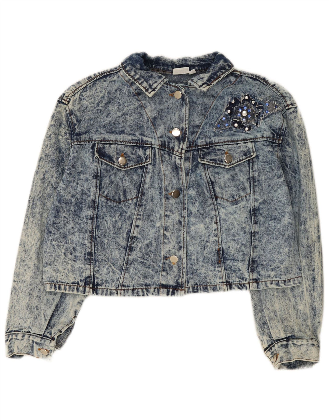 Vintage Womens Crop Oversized Denim Jacket IT 44 Medium Blue Cotton