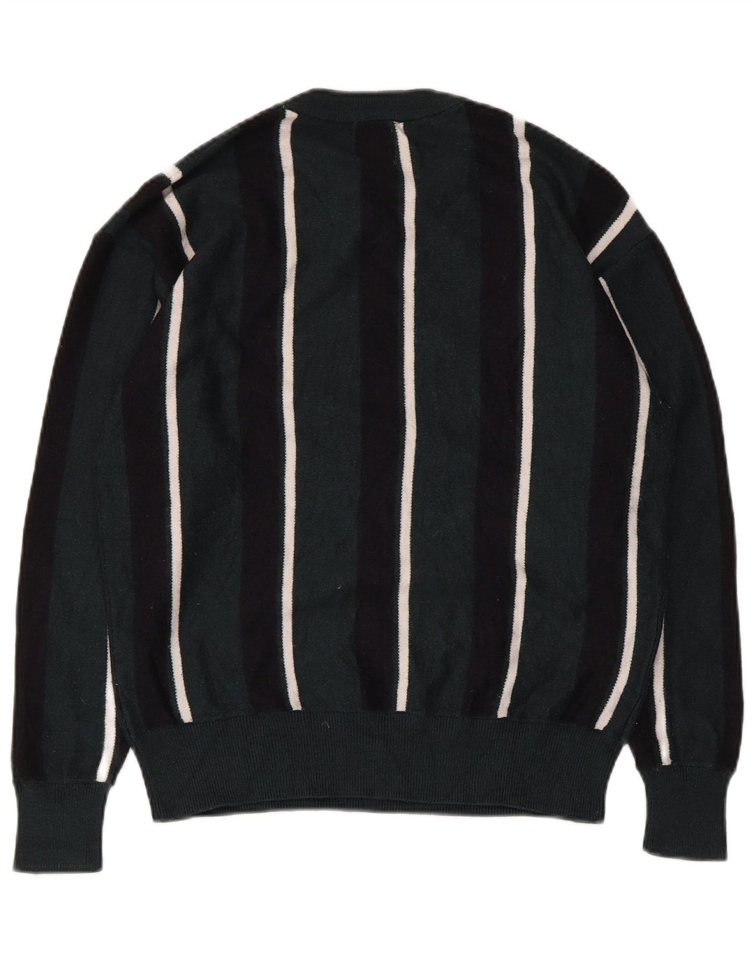 Zara Mens Crew Neck Jumper Sweater Medium Green Striped