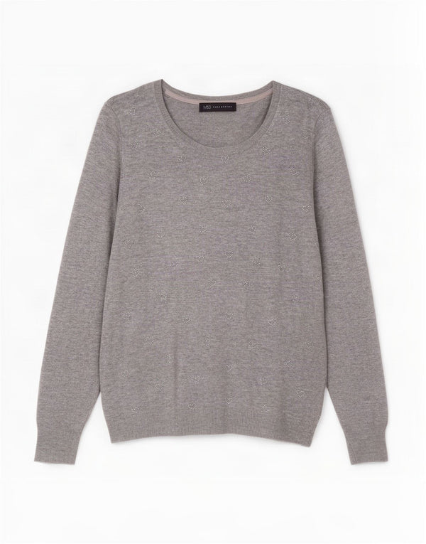 Marks & Spencer Womens Boat Neck Jumper Sweater UK 10 Small Grey Flecked